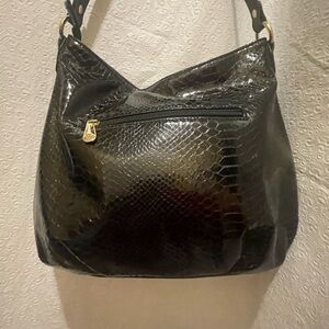 INC International Concepts Purse Black Croc Embossed Handbag